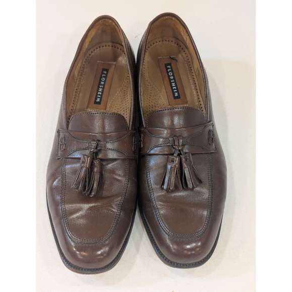 Florsheim Men's Brown Leather Tassel Loafers Size 8.5 D Slip-On Dress Shoes - Picture 1 of 9